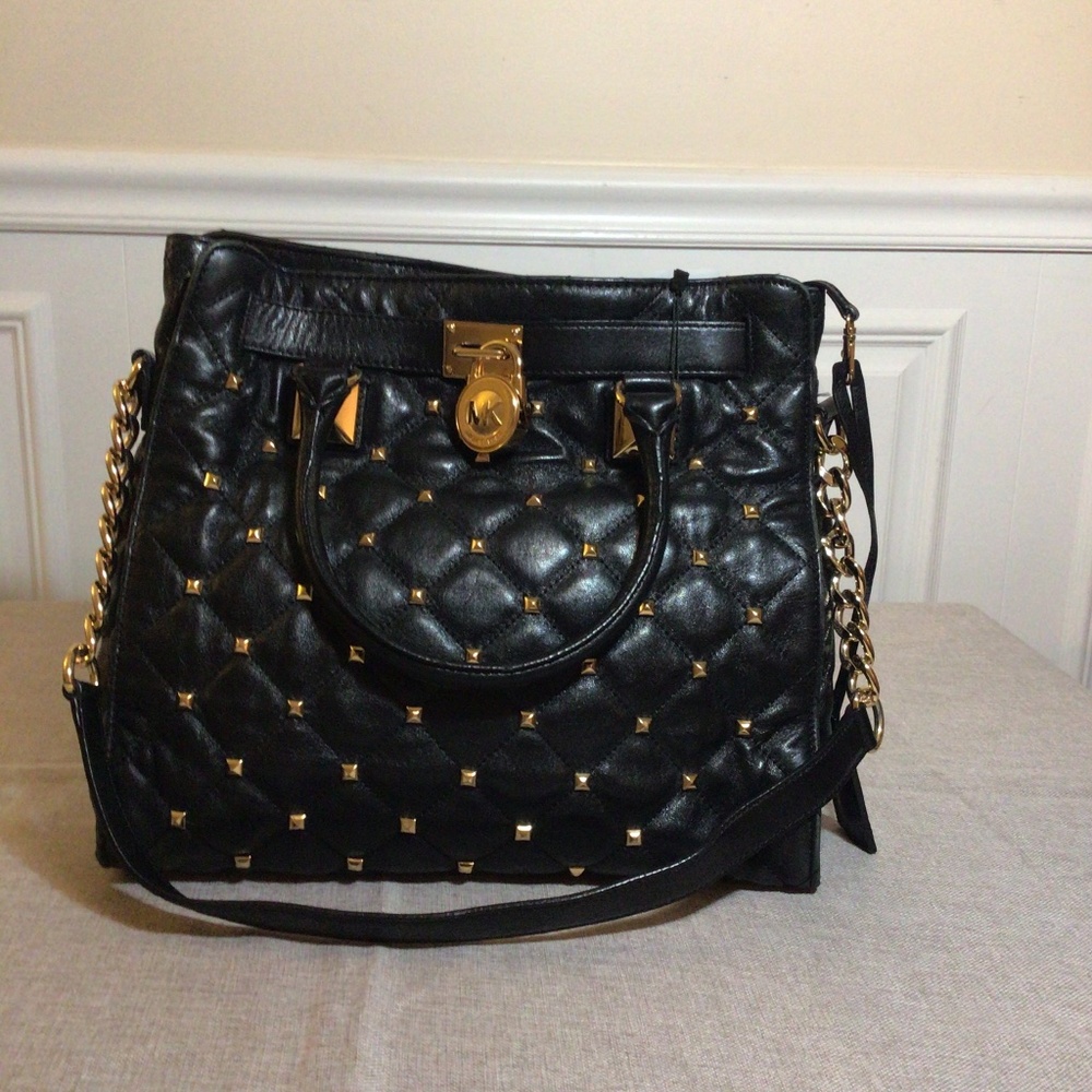 MICHAEL Michael Kors, Rockstud Quilted Leather Hamilton Tote,